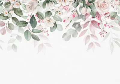 Фотообои Нежные акварельные цветы на белом фоне артикул Fl-600 купить в  Оренбург|;|9 | интернет-магазин ArtFresco
