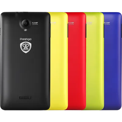 PRESTIGIO MultiPhone PAP5500 DUO (Dual sim,5\"FWVGA 480x854 TFT, Dual Core  1.2Ghz, Android 4.2, RAM 512MB + eMMC 4GB, 5.0 MP+ 0.3 MP Flash LED, 2000  mAh battery,included 4 colourful covers) Black Retail - -