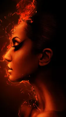 Обои горящая девушка, портрет, зажигалка, лоб, нос на телефон Android,  1080x1920 картинки и фото бесплатно