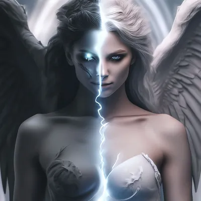 Полукровка ангел и демон в одном …» — создано в Шедевруме