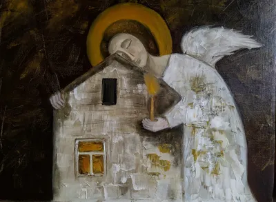 Живописную икону Ангела Хранителя приобрести в Москве — деревянная  живописная икона Ангела Хранителя 21х29 см