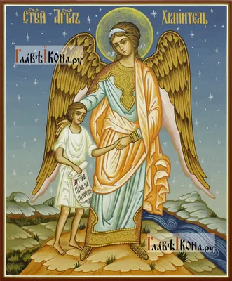 Живописная икона Ангела Хранителя (Размер 13*25 см): купить в Москве