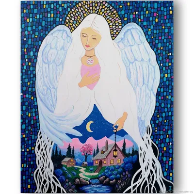 Икона \"Ангел Хранитель\" с перламутром - [арт.205-202], цена: 240000 рублей.  Эксклюзивные ангелыиконы в интернет-магазине подарков LuxPodarki.