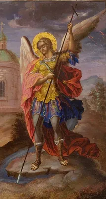 Икона Михаил Архангел (с мечем), под старину, 60х76 см - купить по низким  ценам в интернет-магазине OZON (882541832)