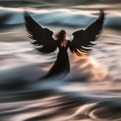 Вид на задние Angel с черными крыльями Стоковое Изображение - изображение  насчитывающей изолировано, фантазия: 174200631