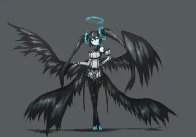 Девушка-ангел с чёрными крыльями - обои на рабочий стол