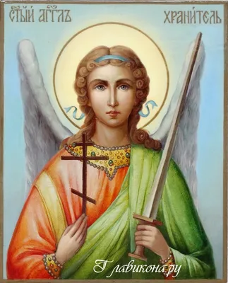 Икона Ангела Хранителя в живописном стиле, написанная маслом