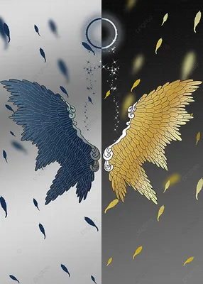 Крылья Ангела Демона Фон Золотой Синий Обои Изображение для бесплатной  загрузки - Pngtree