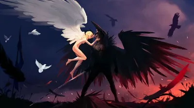 Крылья Ангела Демона Фон Черно Белые Перья Обои Изображение для бесплатной  загрузки - Pngtree