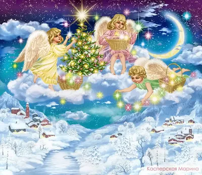 Рождественский ангелочек рисунок - 70 фото