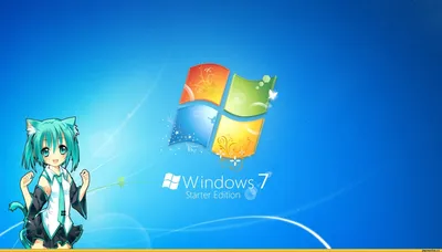 Windows 7 :: обои (большой размер по клику) :: Кликабельно :: заставка ::  голубой фон :: няшка / смешные картинки и другие приколы: комиксы, гиф  анимация, видео, лучший интеллектуальный юмор.
