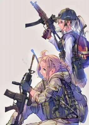 Красивые картинки аниме девочки с оружием