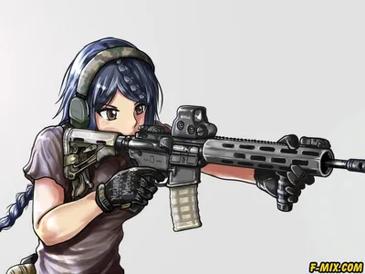 Девушка из аниме и манги с оружием