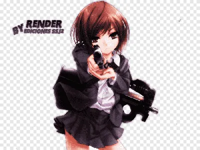 Gunslinger Girl Девушки с оружием Аниме Огнестрельное оружие, Аниме, черные  волосы, манга png | PNGEgg