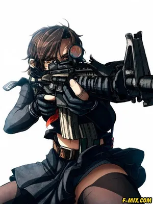 Девушка из аниме и манги с оружием