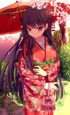 Аниме арт девушка в кимоно с …» — создано в Шедевруме