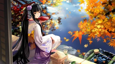 Аниме девушка в радужном кимоно, …» — создано в Шедевруме