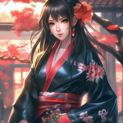 симпатичные аниме-девушки с коричневыми и светлыми волосами в кимоно сакура  цветут фоновый иллюстрация японских фантазий Иллюстрация штока -  иллюстрации насчитывающей повелительница, головка: 272552849