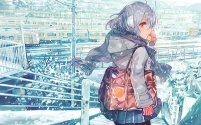Красивая девушка в зимнем наряде в стиле аниме | Премиум Фото