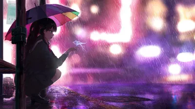 Фэнтезийная аниме-девушка использует свой мобильный телефон 2K загрузка  обоев