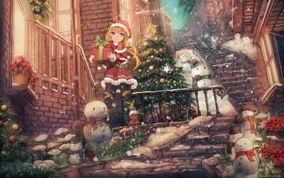 Обои Original Аниме (Зима, Новый Год, Рождество), обои для рабочего стола,  фотографии original, аниме, зима, новый год, рождество Обои для рабочего  стола, скачать обои картинки заставки на рабочий стол.