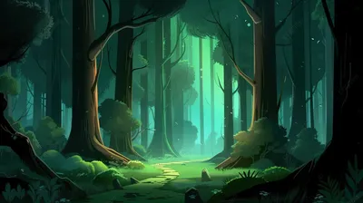 красивая мультяшная лесная сцена анимированные обои Hd, анимированная  картинка леса, лес, животное фон картинки и Фото для бесплатной загрузки