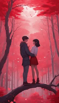 Пара в японском стиле аниме рисованной иллюстрации открытка на день святого  валентина Фон Обои Изображение для бесплатной загрузки - Pngtree