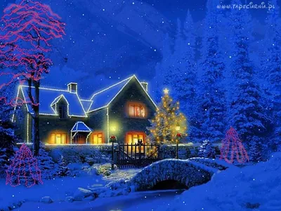 Снежная ночь: новогодние обои, картинки, фото 1600x1200
