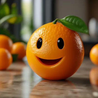 Стеклянный апельсин на ветке, фон …» — создано в Шедевруме