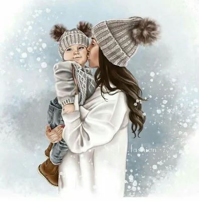 Арт. #Illustration. #Art. #Иллюстрация. | Mother daughter art, Girly  drawings, Mother art