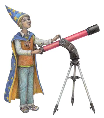 Астроном смотрит в телескоп на …» — создано в Шедевруме