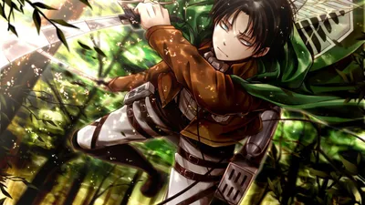 Обои на рабочий стол Леви Райвель / Levi Rivaille сражается из аниме  Shingeki no Kyojin / Атака Титанов / Вторжение гигантов, обои для рабочего  стола, скачать обои, обои бесплатно