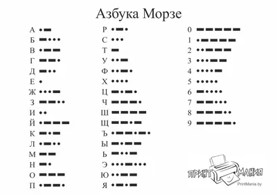 Азбука Морзе: буквы и цифры - ПринтМания