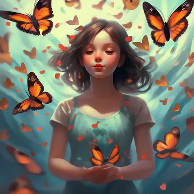 Бабочки в животе, прозрачный живот, …» — создано в Шедевруме