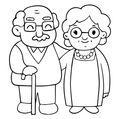 Бабушка и дедушка рисунок для детей - 59 фото