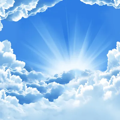 Скачать обои голубое, облака, небо, лучи солнца, раздел природа в  разрешении 1024x1024