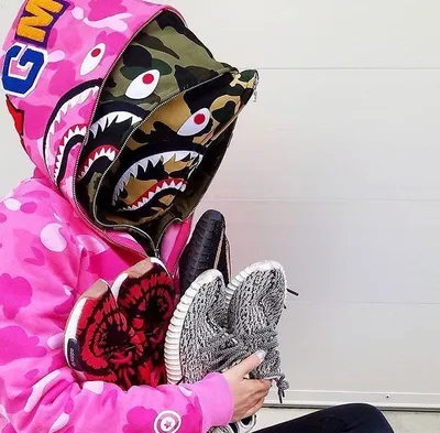 Bape Зип худи с молнией на капюшоне и акулой