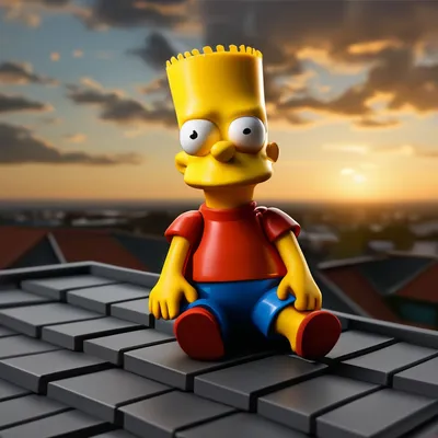 Барт симпсон с огнемётом в руках…» — создано в Шедевруме
