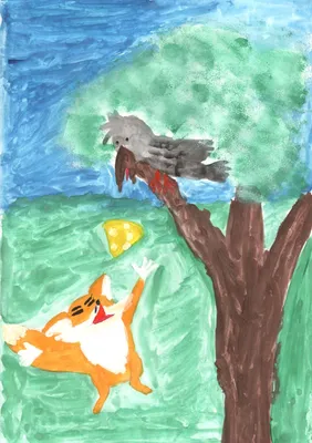 Детское чтение с экрана: Ворона и лисица в разных баснях