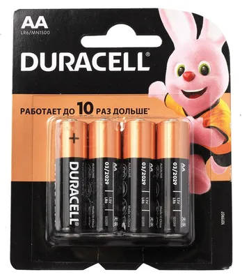 Батарейки AA Duracell MN1500 (4 шт.) алкалиновые / Купить с доставкой по  России / Амперка