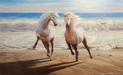 Бегущие лошади, Андрей Ситько- картина с изображением лошади, бег, скачки,  табун