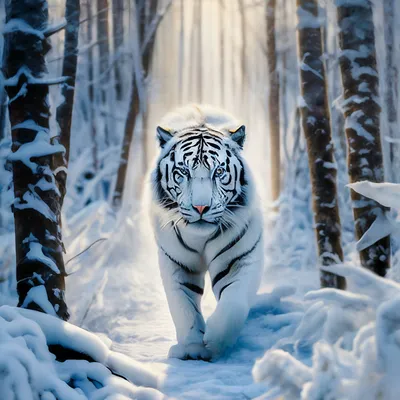 Рисунок белого тигра ледяным узором …» — создано в Шедевруме