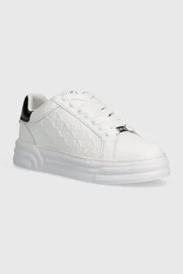Белые кроссовки из кожи без подкладки на утолщенной рифленой подошве  VK73-149942 - купить в интернет-магазине ➦Respect