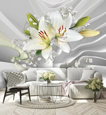 обои 3d, белые лилии и сферы на предпосылке шелка Иллюстрация штока -  иллюстрации насчитывающей декор, флористическо: 142639741