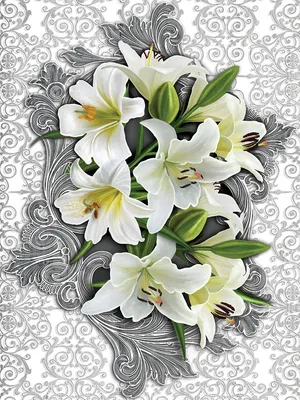 3D Фотообои «Белые лилии на роскошной коже» - купить в Москве, цена в  Интернет-магазине Обои 3D
