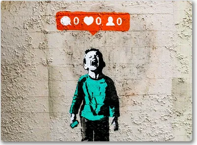 Картина/Граффити/ Бэнкси \"Мальчик с телефоном\"/ Интерьерная фреска на  доске/30х24см - купить по низкой цене в интернет-магазине OZON (412364810)