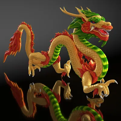 Красочный традиционный китайский дракон 3D Модель $99 - .3ds .blend .c4d  .fbx .ma .obj .max - Free3D