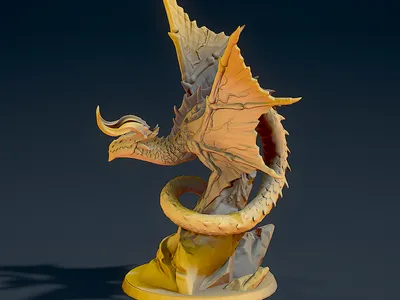 Бесплатный 3D файл Желтый дракон・Объект для скачивания и 3D печати・Cults