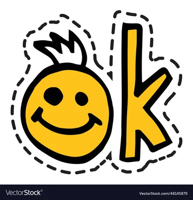 Okay sticker with smile emoji ok icon Royalty Free Vector