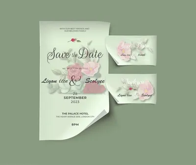 Бесплатные векторные красивые рисованной розы свадебные приглашения набор  карт | Премиум векторы